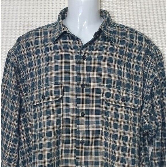 Polo Ralph Lauren Shirt Mens XL G.I. Green Plaid Cotton Wool Button Up - Picture 2 of 9